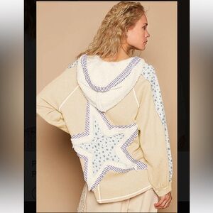 347 ❤️POL V Half zip thermal fleece hooded star jacket